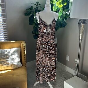 J for Justify Black and Brown Patterned Sun Dress